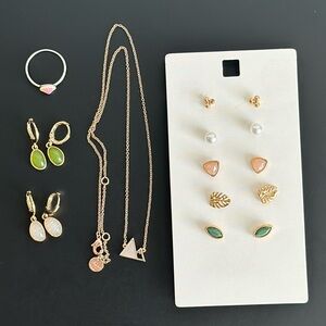 Gold, Rose Gold, and Green Jewelry Set